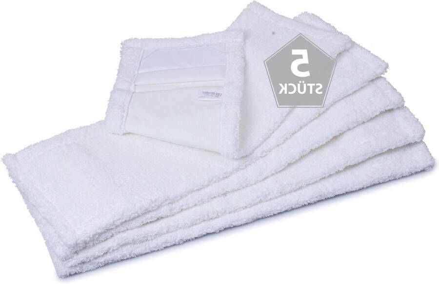 Wisoverzet microvezel 50 cm 5-delige set voor universeel onderhoud vervangende hoes voor mop en klaphouder ideaal voor parket laminaat tegels