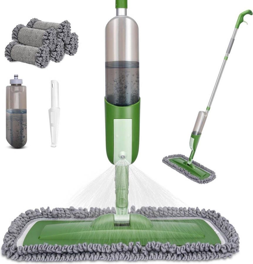 Wisser met sproeifunctie sproeimop vloermop met 530ML watertank en 5 wasbare microvezelpads dweil met sproeifunctie sproeimop voor laminaat hout tegels marmeren vloeren