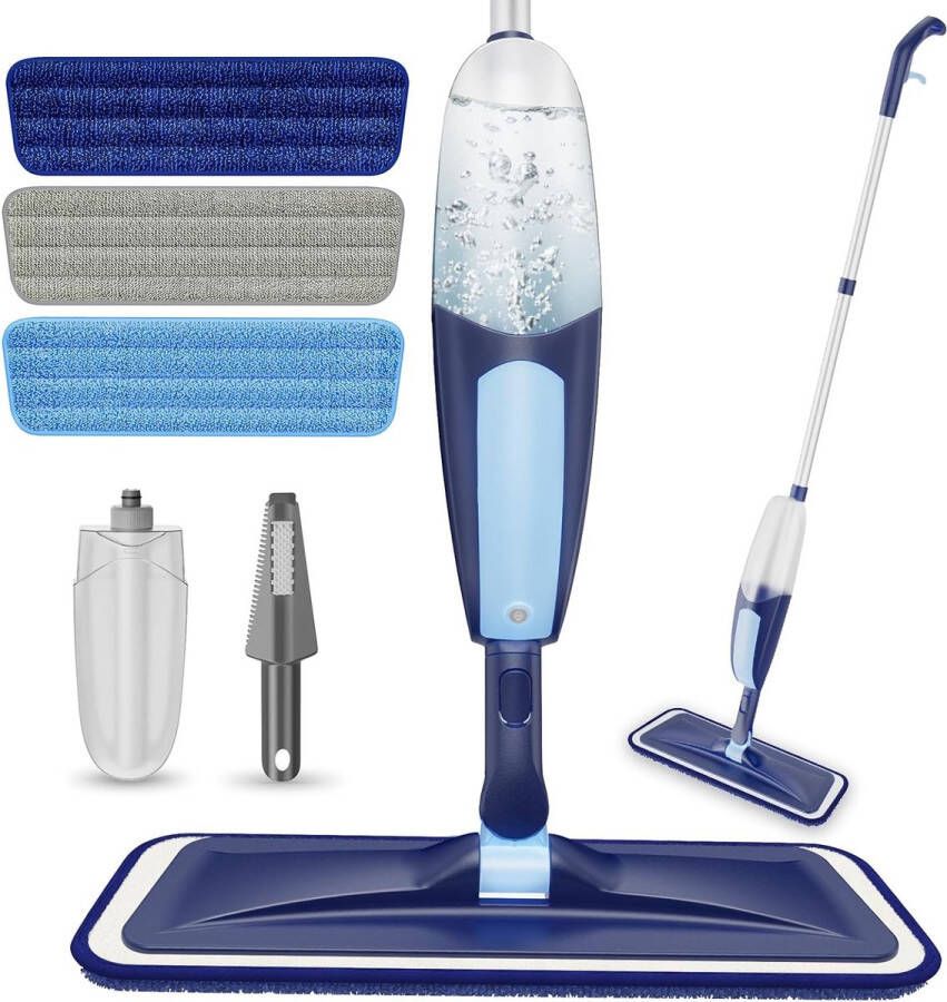 Wisser met sproeifunctie sproeimop vloermop met sproeifunctie sproeimop dweil met 3 wasbare microvezelhoezen en navulbaar waterreservoir van 550 ml voor een snelle reiniging