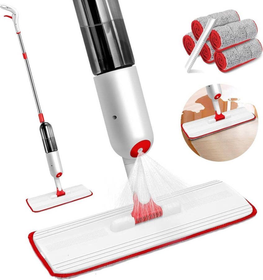 Wisser met sproeifunctie sproeiwisser vloerwisser met 500 ml watertank microvezel spray mop voor laminaat parket tegels verzenden 5 moppads en 1 schraper