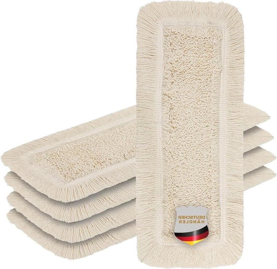 Wisserovertrek voor vloerwisser 5 stuks 40 cm droog en nat reinigen geschikt voor alle gangbare dweilhouders hoogwaardig beige