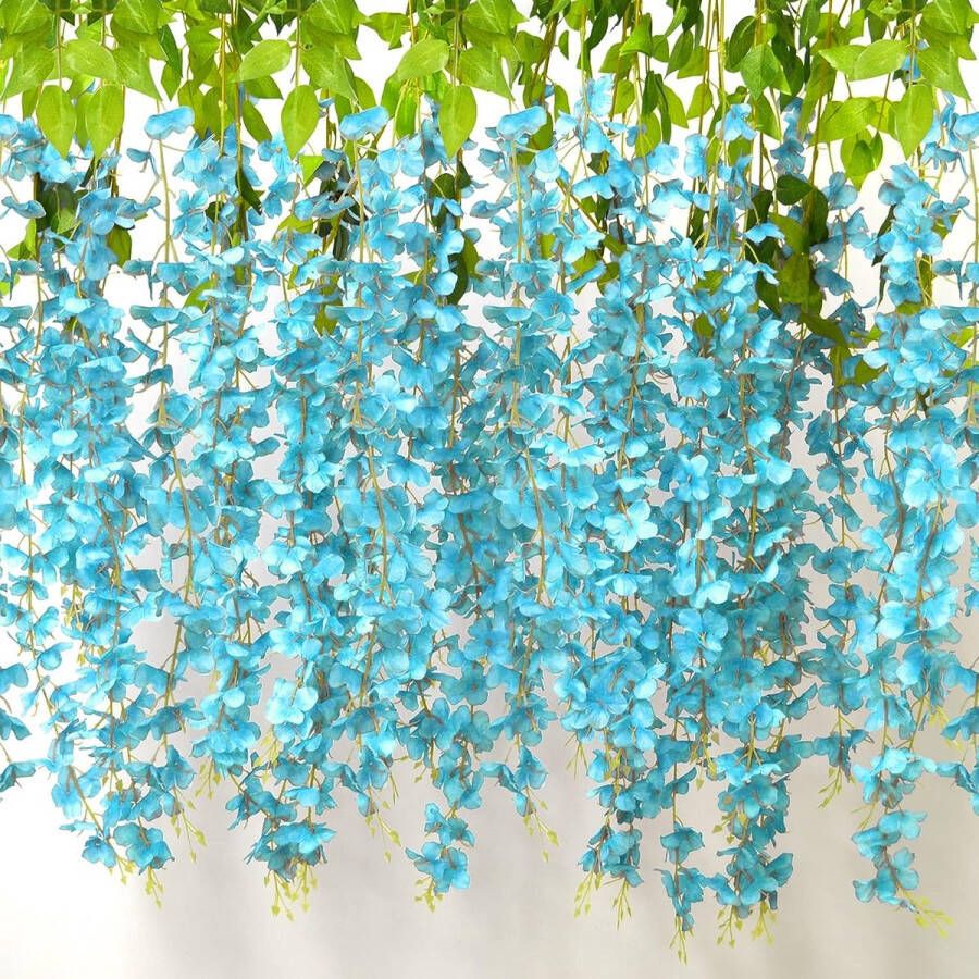 Wisteria Kunstmatige blauweregen slinger hangende blauwe regen bloemen nep kunstblauweregen slinger voor bruiloft kunsttuin feest wanddecoratie hemelsblauw vintage bruiloftsdecoratie