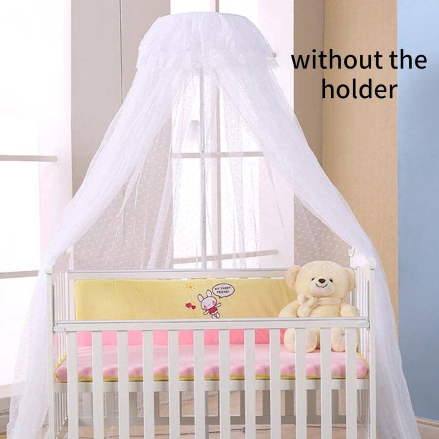 Wit Babybed Gordijn met Mosquito Net zonder Standaard Verduisteringsgordijn voor Wiegen en Cribs Beschermend Canopy Tent voor Pasgeborenen Draagbare Bedbekleding en Kinderkamer Decoratie