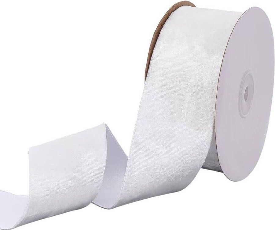 Wit Fluwelen Lint 5 cm breed Handgemaakt Fluwelen Stof Enkele Gezicht Effen Fluwelen Lint Voor Kransen Bloem Boeket Fotografie Jurk Sjerp Feest Bruiloft Decoraties