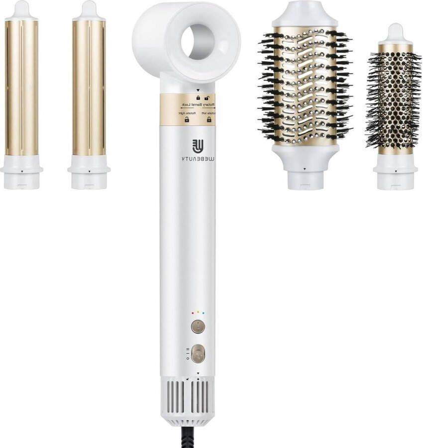 Wit Haardroger en blaasborstel met ionische technologie