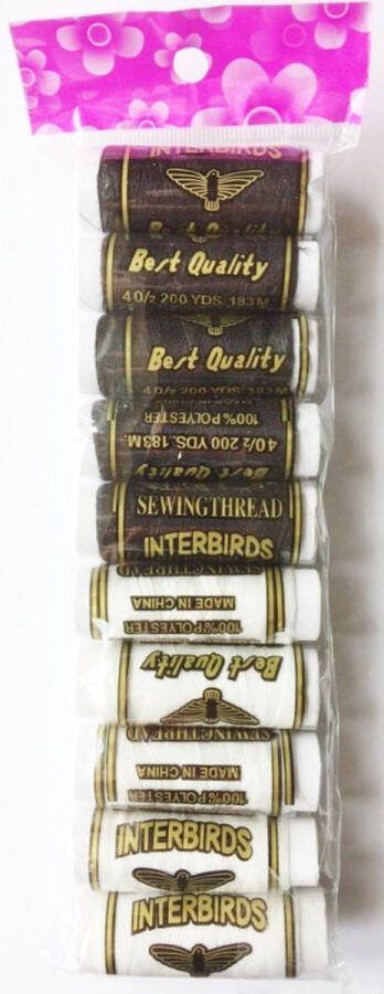 Witte en zwarte draden 10 stuks Naaigaren Zwart en Wit Naaigaren Zwart Wit 10 rollen 50 meter per rol Naaisetje Naaisetjes Naaidoos Luxe Naaibox Naaien Naai set naaigaren naaimachine