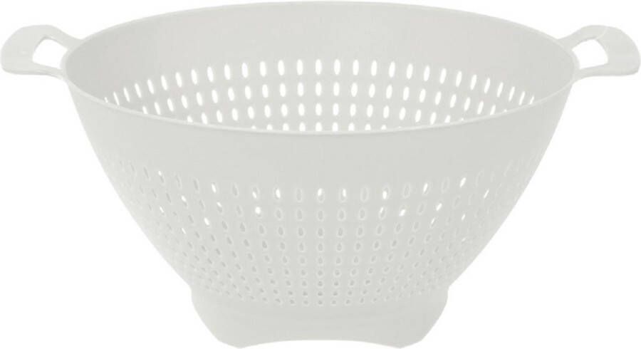 Merkloos Sans marque Witte kunststof vergiet zeef 24 x 13 cm Keukenbenodigdheden Kookgerei Zeven Vergieten van plastic