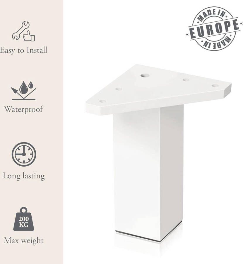 Witte meubelpoten ✮ Set met 4 poten schroeven meegeleverd wit doe-het-zelf poten voor tafels badkamermeubels kast planken (10 cm)