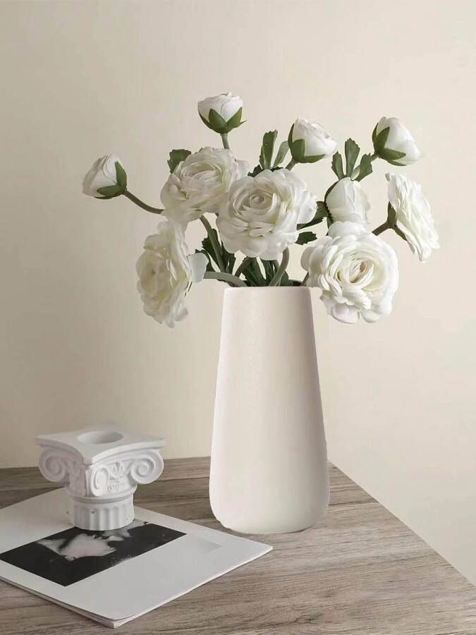 Witte vaas voor pampasgras 2 stuks keramische vaas vazenset fijne fonkeling keramische droogbloemen als decoratie moderne interieurdecoratie 28 × 11 5 cm