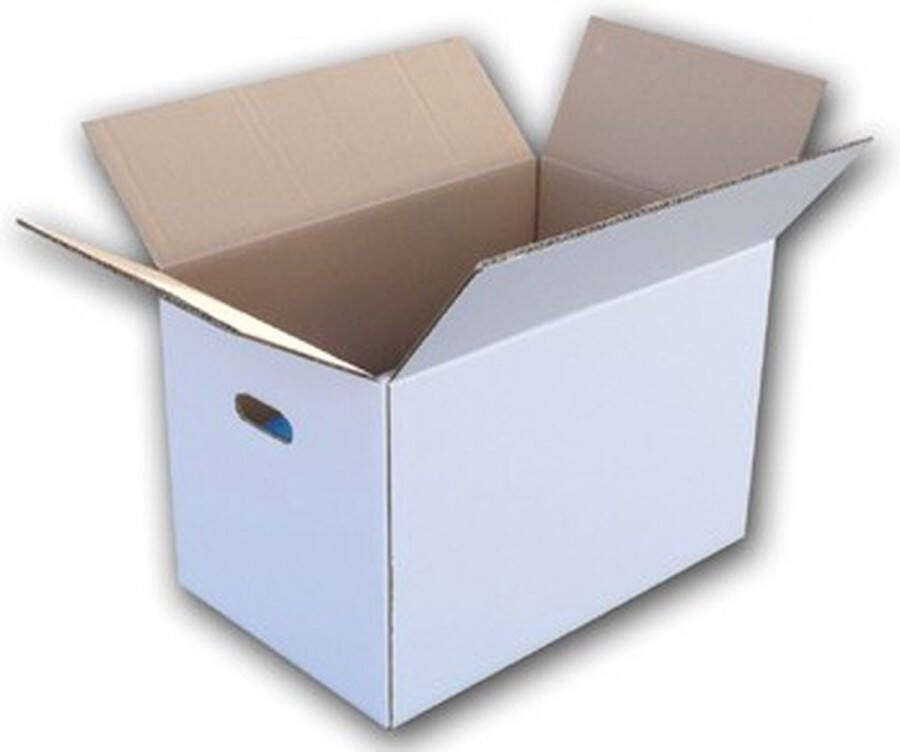 Witte Verhuisdozen 53 x 33 x 35 cm- 10 stuks -Dubbellaags Golfkarton Extra stevig 40 kg laadvermogen Opbergbox