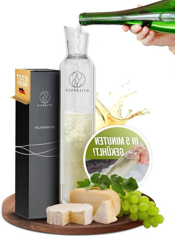 Witte wijnkoeler [2-in-1] wijnkaraf champagnekoeler Wees de perfecte gastheer 5 minuten koeltijd Flessenkoeler drankkoeler Premium Cooler Wine Chiller