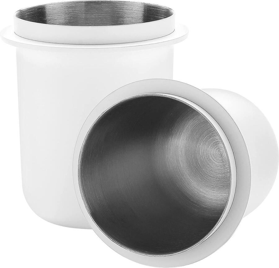 Witte zeefdrager doseerbeker 58 mm portafilter dosing cup koffiedoseercontainer doseerbeker voor zeefhouder non-stick coating wit van roestvrij staal