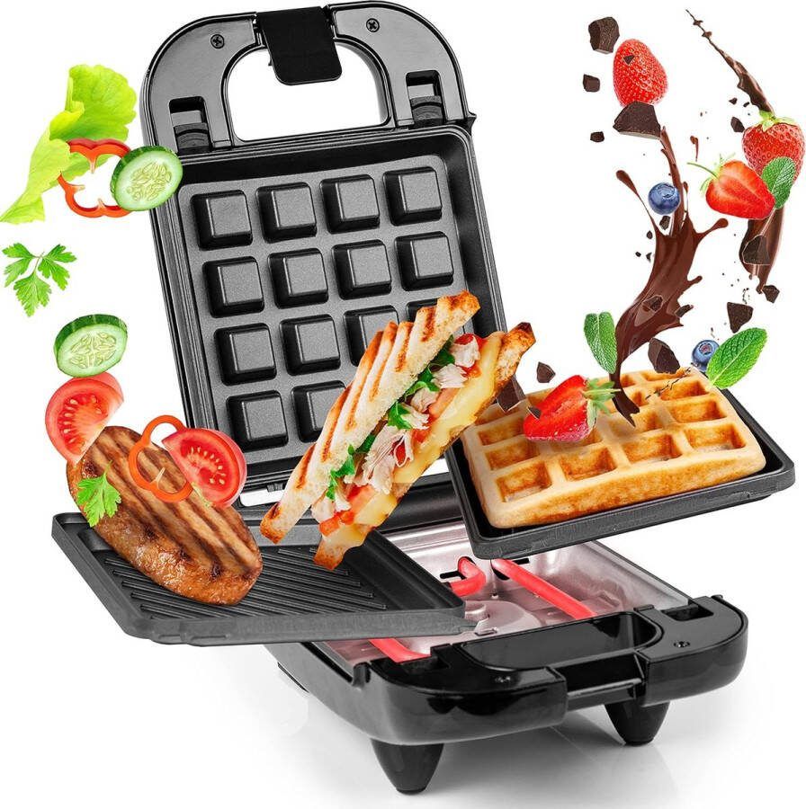 WM32 Snackmaker 2in1 met Verwisselende Platen Wafelijzer & Grill Apparaat Automatische Temperatuurscontrole Eenvoudige Schoonmaak