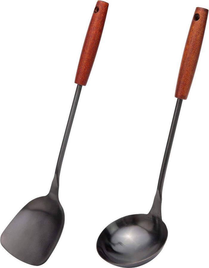 Wok Tool Set 14-15 304 Roestvrij Staal Spatel en Ladle