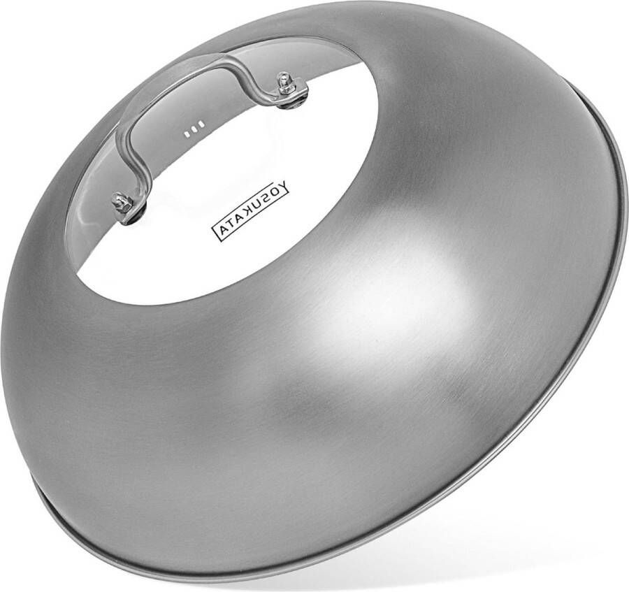 Wokdeksel 325 cm RVS Roestvrijstalen Deksel voor Wokpannen Gehard Glas Insert en Stoomgaten Ergonomisch Handvat BBQ Grill Deksel Burger Basting Deksel