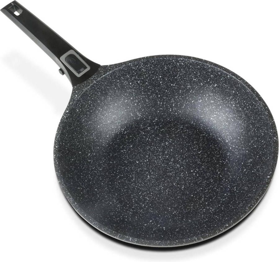 Wokpan 28 cm aluminium kunststof zwart Easy Click met antiaanbaklaag