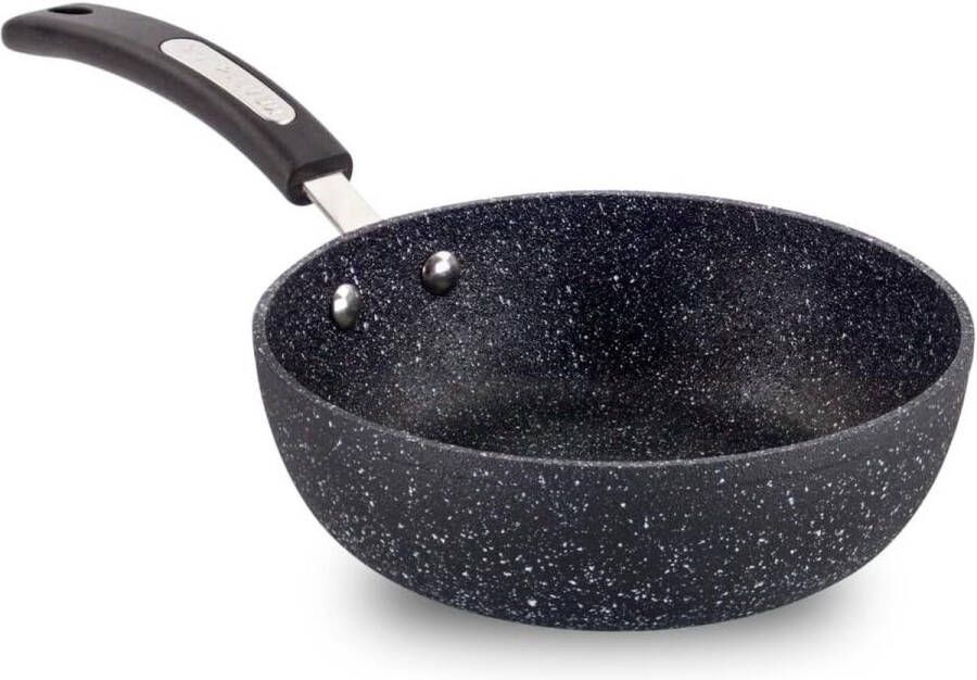 Wokpan inductie 20 cm kleine non-stick wok diepe roerbakpan alle kookplaten Cool-Touch handvat vaatwasmachinebestendig aluminium zwart Wokpan inductie