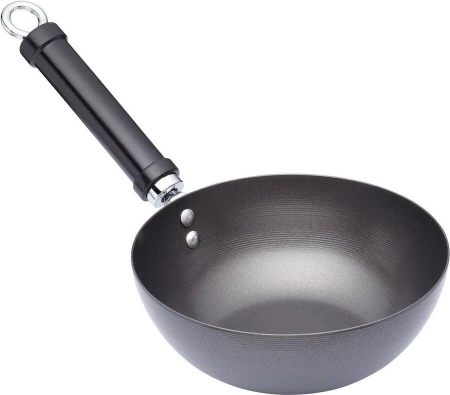 Wokpan inductie 20cm Koolstofstaal Anti-Aanbaklaag Kleine Wok World of Flavours Wokpan inductie