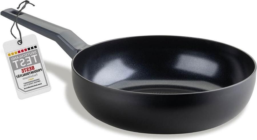 Wokpan inductie 28 cm honingraatbodemstructuur keramiek gecoat gerecycled aluminium statement pan voor alle warmtebronnen incl inductie PFAS-vrij Wokpan inductie