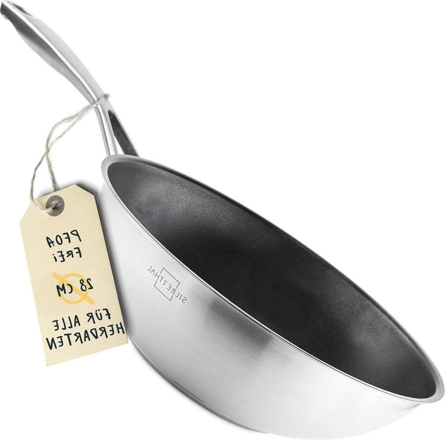Wokpan inductie 28 cm RVS anti-aanbaklaag warmtebronnen Ovenvast pannenbescherming Wokpan inductie