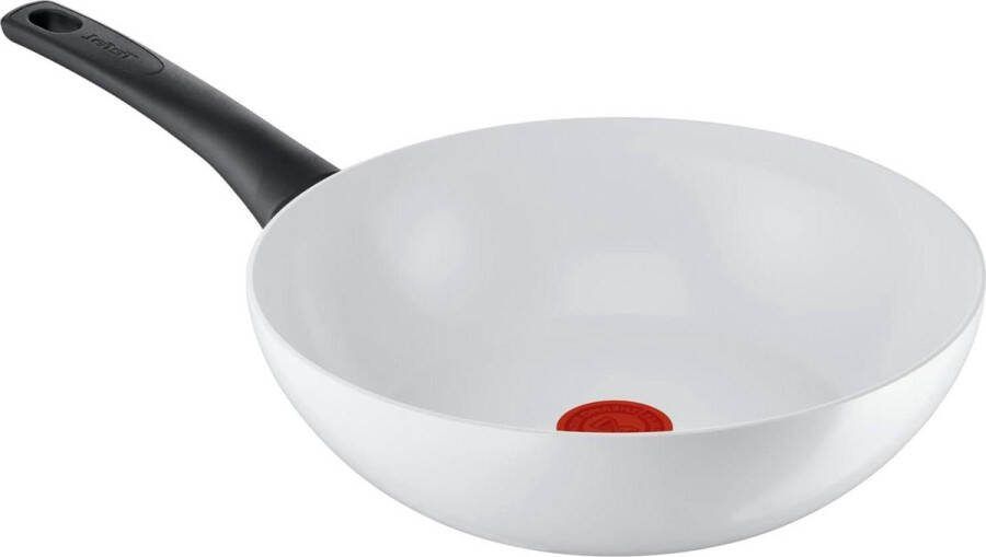 Wokpan inductie 28 cm veilige keramische afdichting thermosignaal temperatuurindicator eenvoudige reiniging geschikt voor inductie wit Ceramic Control Wokpan inductie