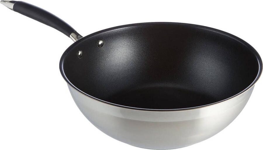Wokpan inductie 28 cm zwart geschikt voor alle warmtebronnen Wokpan inductie