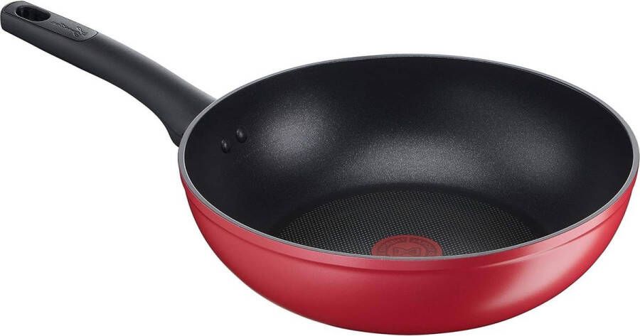 Wokpan inductie Aluminium Ø 28 cm Antiaanbaklaag Thermo-signaalweergave Titanium coating Ergonomische handgreep Geschikt voor gas en oven Wokpan inductie