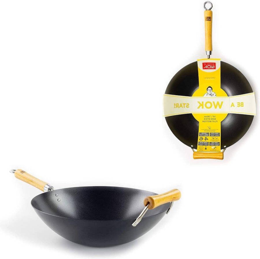 Wokpan Koolstofstaal Antiaanbaklaag 36 cm