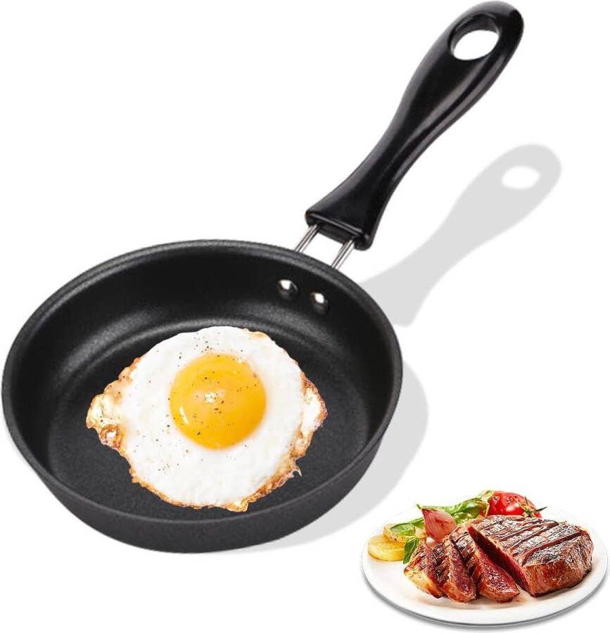 Wokpan Pan Antiaanbakpan Ø12cm Mini-antiaanbakpan Geschikt voor Inductie PFAS Vrij Zwart Marmer Koekenpan – Hapjespan Skillet Speciaal voor gebakken eieren