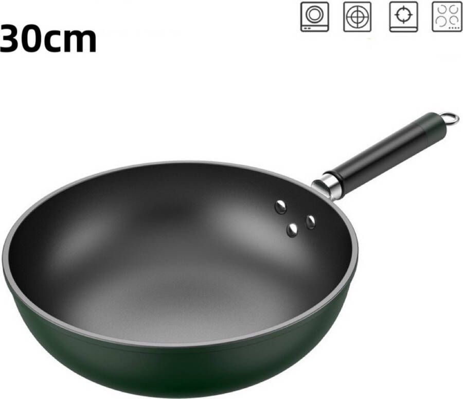 Wokpan Pan Antiaanbakpan Ø30cm Donkergroen