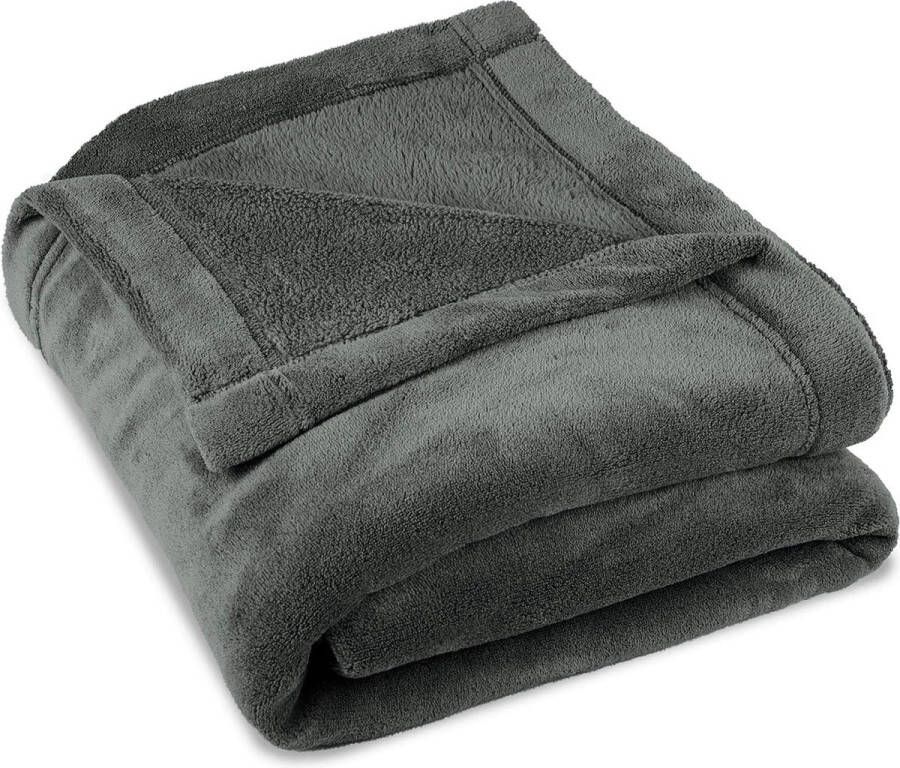 Wollige knuffeldeken XXL 220 x 240 cm lila deken bank warm woondeken zacht microvezel fleece