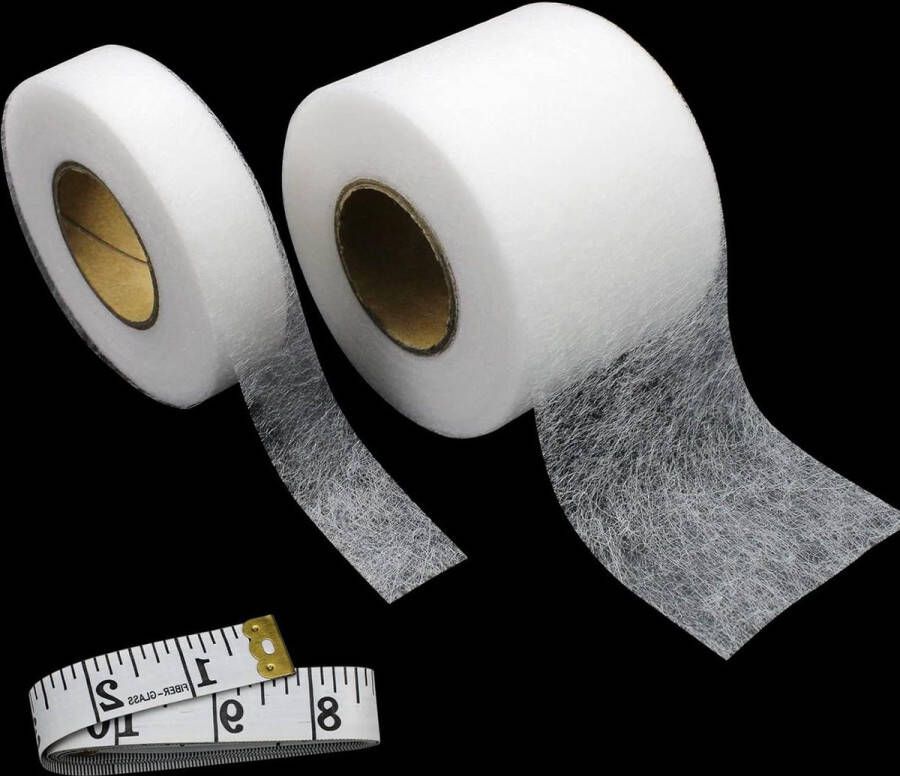Wonderweb Strijkijzer Zoomtape-rol 20 mm x 30 m en 60 mm x 30 m Geen naai-zoomtape met meetlint voor zoom jeans broek schoolkleding Reparatie gordijnen strijkband