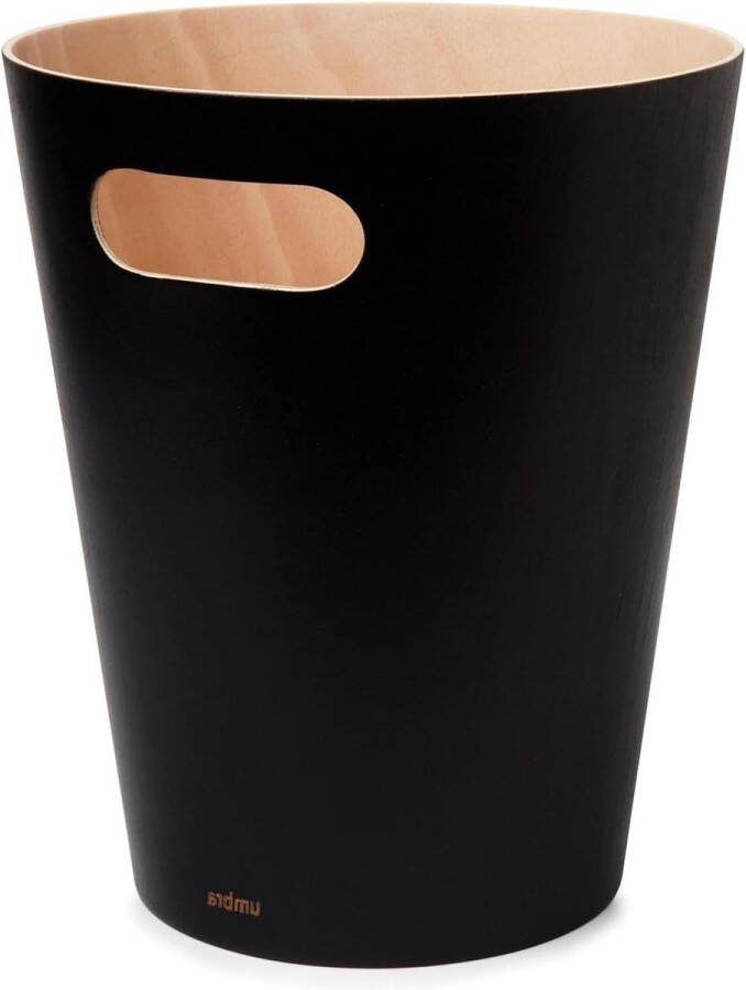 Woodrow prullenbak 75 liter Beukenhout Zwart-naturel Ruime afvalbak voor thuis supply bin