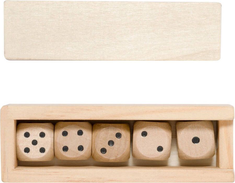 Woody Dobbelstenen 5x beige hout bordspellen dobbel spellen