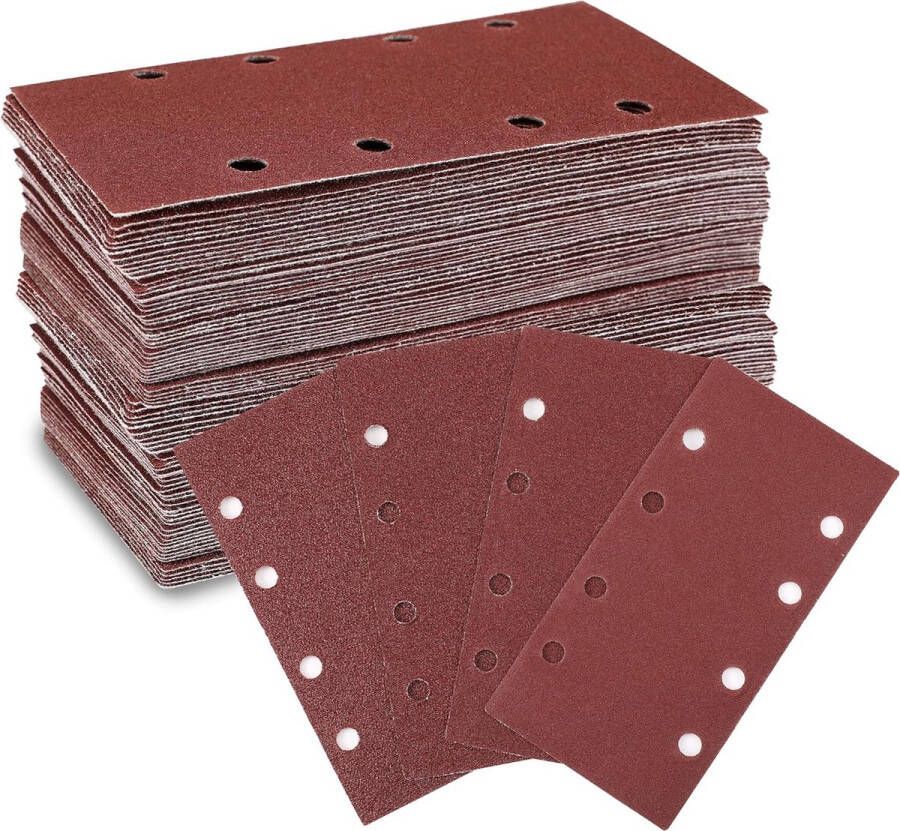 WORKPRO Schuurvellen Set 100 stuks Schuurpapier Klittenband Korrel 40 60 80 120 8 gaten Accessoires voor Multi-Sander Vlakschuurmachine voor Hout Metaal en Verf