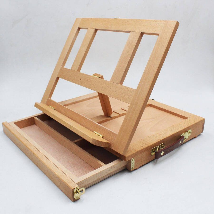 Workstation Tafel schildersezel Inklapbaar Met Uitschuifbare Lade met 3 vakken Tafel model Schilders ezel