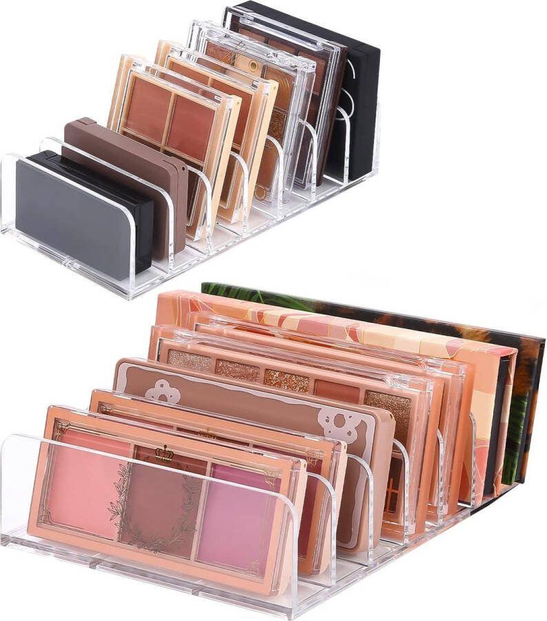 Xespis 2 stuks oogschaduw-organizer cosmetica make-uptafel met 7 vakken acryl paletten make-up voor het opbergen van make-up