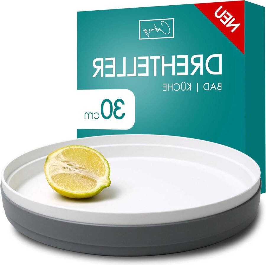 XL draaiplateau koelkastorganizer Ø 30 cm voor keukenkast Lazy Susan kruidenrek draaibaar opbergsysteem kast keuken ronde koelkastorganizer (wit grijs)
