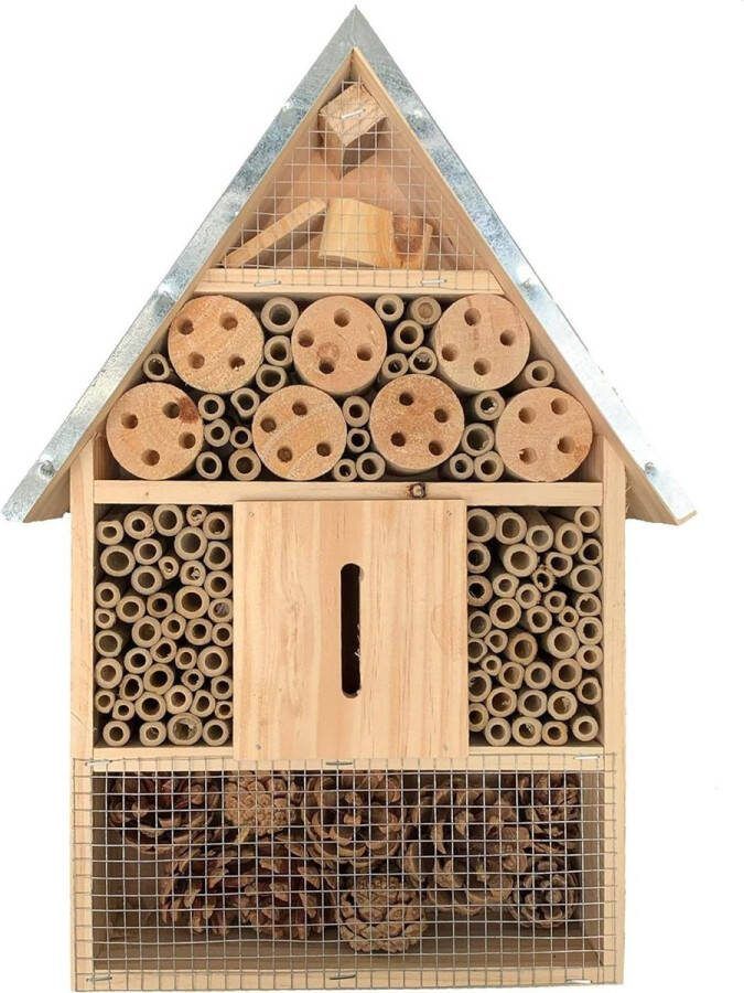 XL Insectenhotel van onbehandeld hout voor bijen en wilde bijen hommels lieveheersbeestjes vliegen vlinders volledig gemonteerd insect hotel