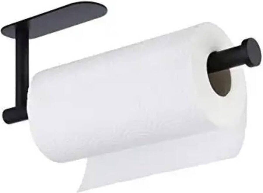 XL Keukenrolhouder Zwart RVS Lijmen of Boren Zelfklevende papieren handdoekhouder voor keuken en badkamer 33 5 cm Hangende Keukenroldispenser Wandmontage