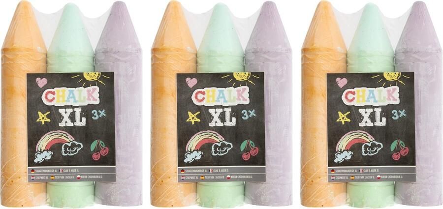 XL mega stoepkrijt 9 stuks oranje groen paars L19 cm