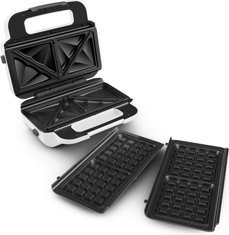 XL toast- en wafelijzer 850 W extra diepe -grote uitneembare borden multifunctioneel wafels toast snelle verwarming antiaanbaklaag verticale opslag SW701110