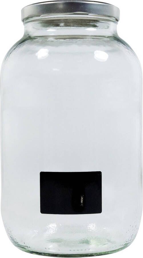 XL Weckpot 3400 ml met schroefdop Zilverkleurig bewaarglas Glas met etiket