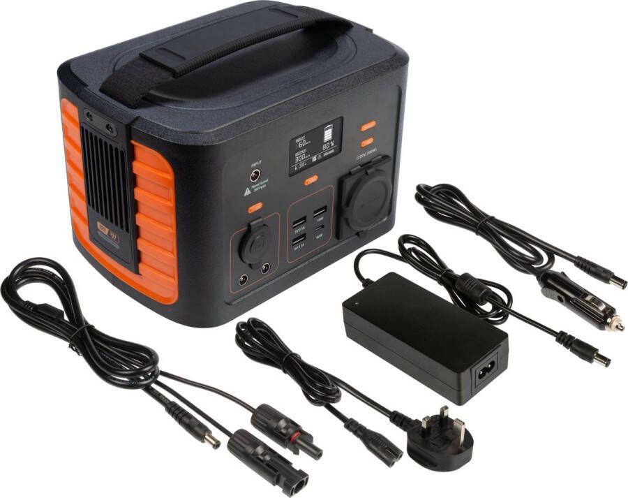Xtorm 300W Draadloos Powerstation (UK aansluiting + EU Plug) – Powerstation Stroomgenerator Powerbank 78000 mAh Zwart Oranje