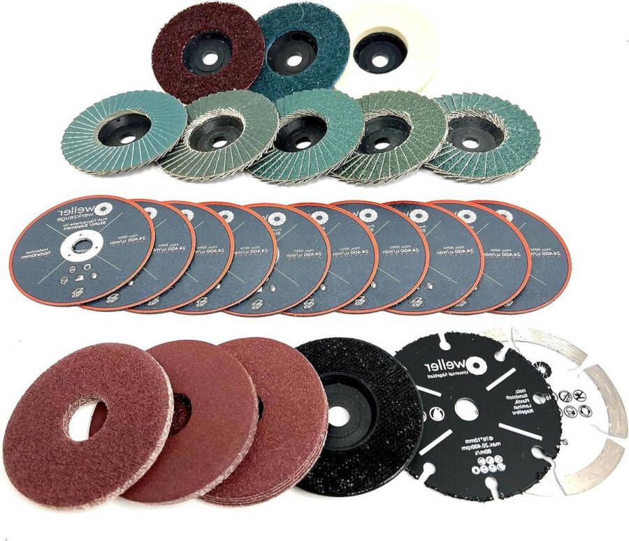 XXL accessoireset 76 x 10 mm mini-accu haakse slijper Bosch GWS 12V 108V doorslijpschijven waaierschijven