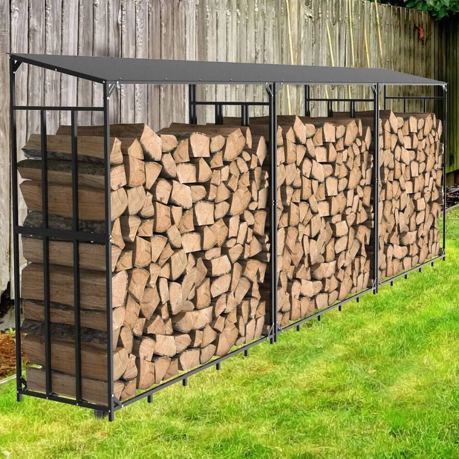 XXL Brandhout rek haardhout opslag In en Outdoor Metaal en ijzer