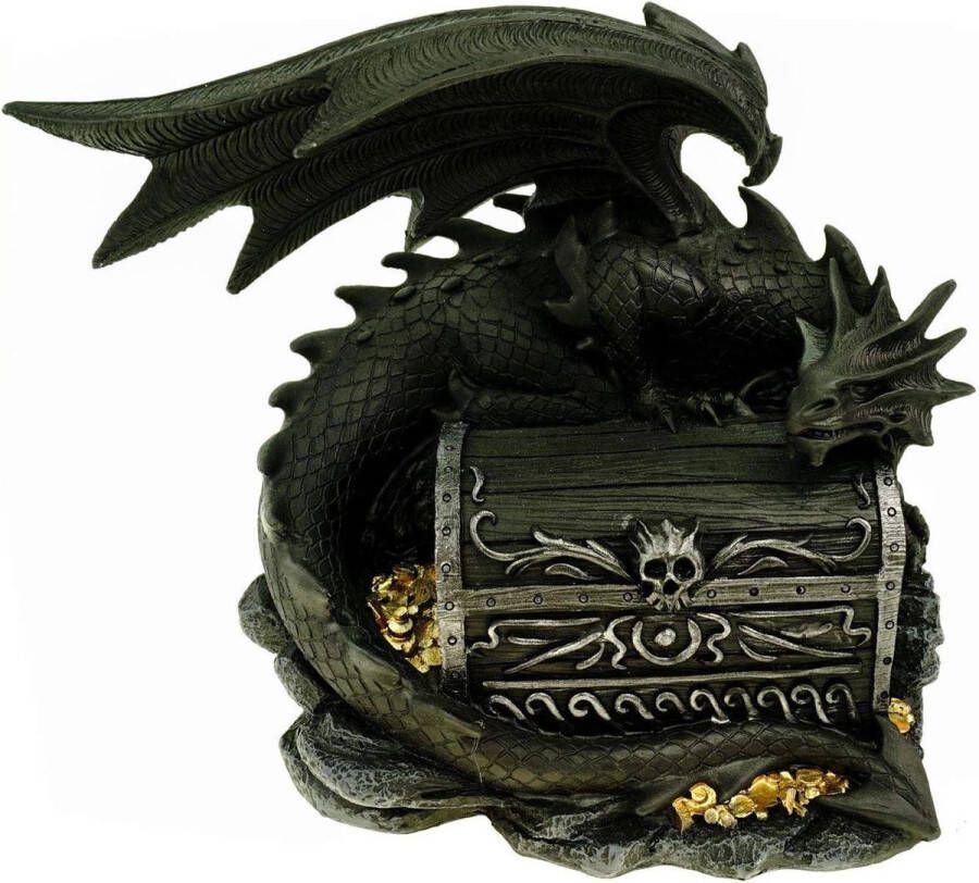 XXL Drakenbewaker Spaarpot 21 cm van polyresin Schatkist Draak Figuur Grote Spaarpot Geld Besparen spaarpot volwassenen