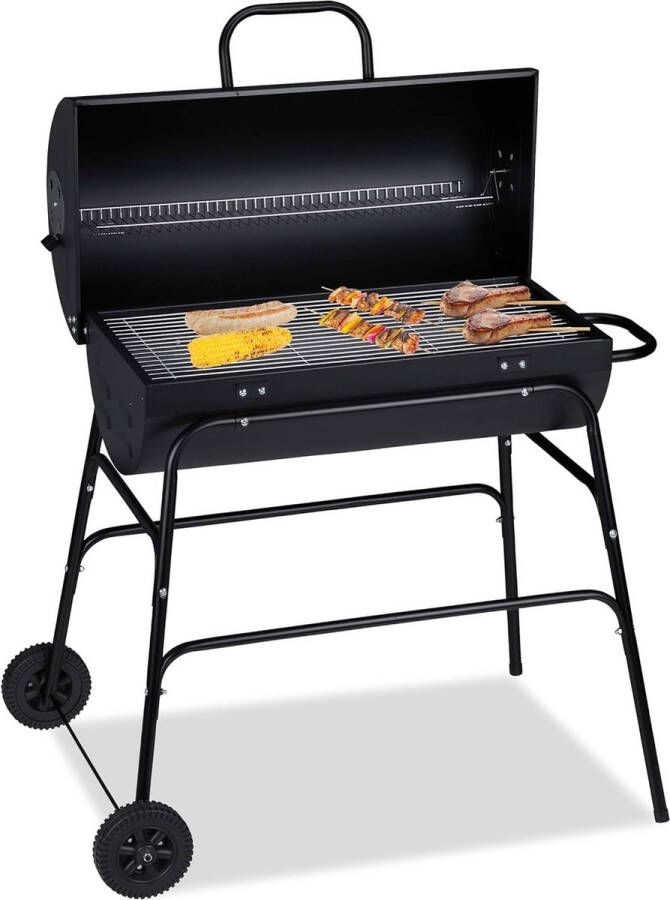 XXL Houtskool Barbecue met Deksel Verstelbare Ventilatie Ideaal voor Tuin & Terras Zwart