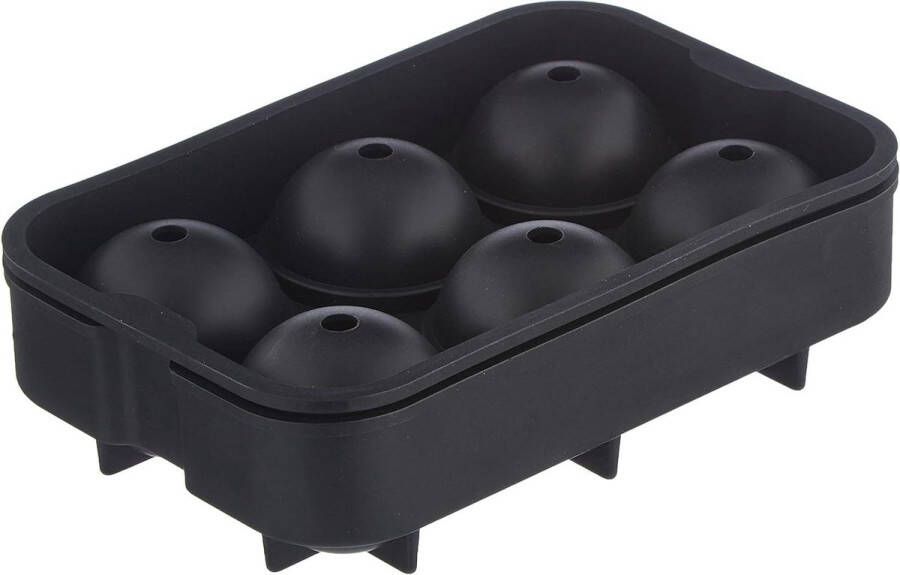 XXL ijsballen siliconen ijsblokjesvorm 6 grote ballen 45 cm diameter zwart