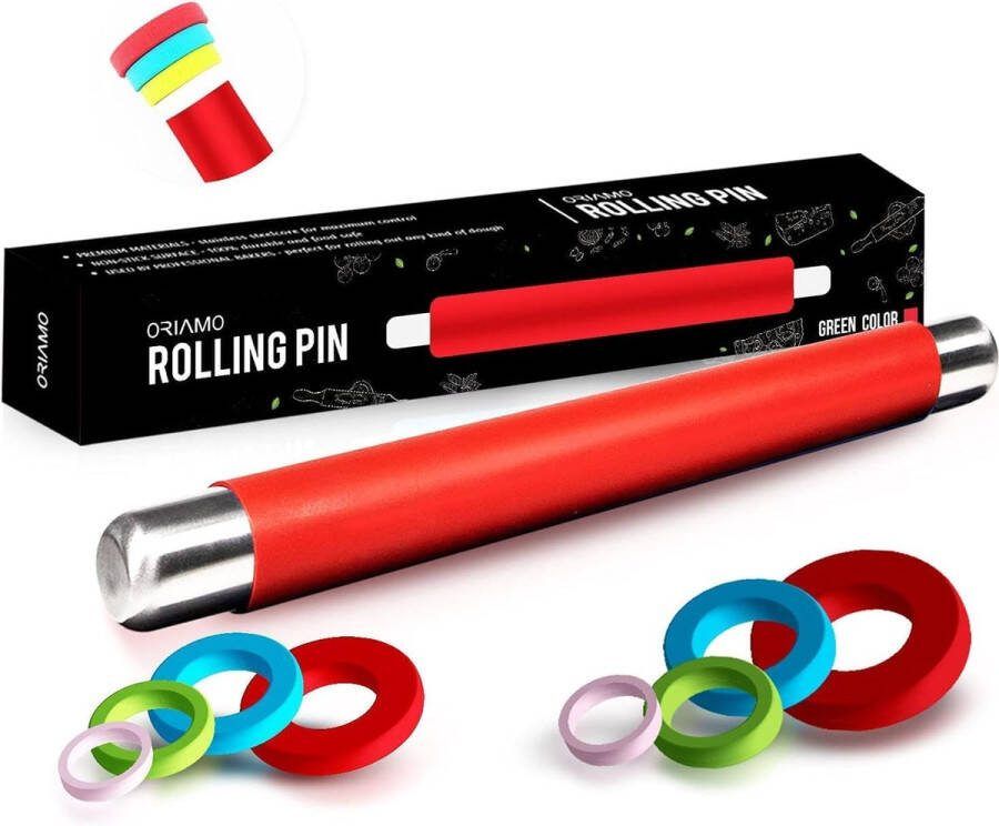 XXL siliconen deegroller 45 cm – deegroller met antiaanbaklaag – BPA-vrije fondantrol voor pizza en alle andere pasta – deegrollers met antiaanbakeffect fondant